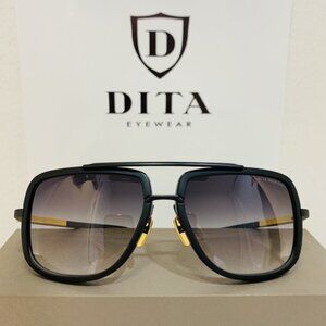 NEW Dita Mach One Sunglasses DRX 2030-G-BLK Black 18K Gold Gray Gradient